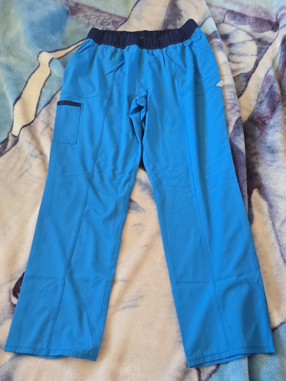 Womans Medical Scrub Pants in Bright Blue with Elastic Waist